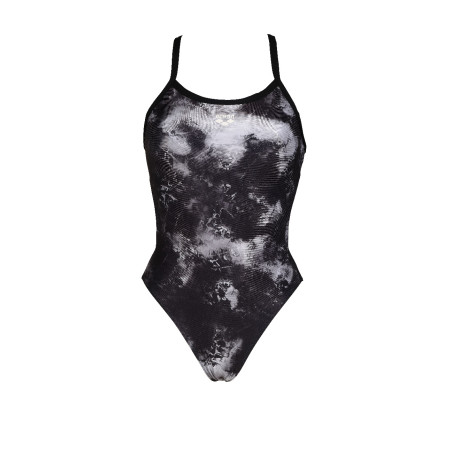 Vente Privée Arena Mai 2025 - WOMEN'S SWIMSUIT CHALLENGE BACK ALLOVER BLACK-BLACK MULTI | Les4Nages