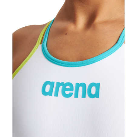 Vente Privée Arena Mai 2025 - W ARENA ONE DOUBLE CROSS BACK ONE PIECE WHITE-MARTINICA-SOFT GREEN | Les4Nages