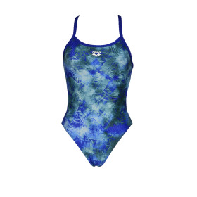 Vente Privée Arena Mai 2025 - WOMEN'S SWIMSUIT CHALLENGE BACK ALLOVER NEON BLUE-NEON BLUE MULTI