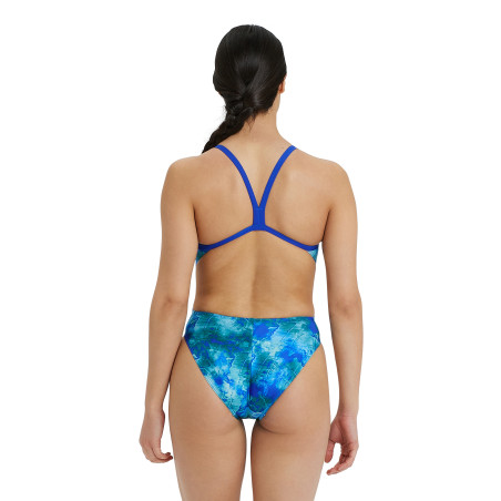 Vente Privée Arena Mai 2025 - WOMEN'S SWIMSUIT CHALLENGE BACK ALLOVER NEON BLUE-NEON BLUE MULTI | Les4Nages