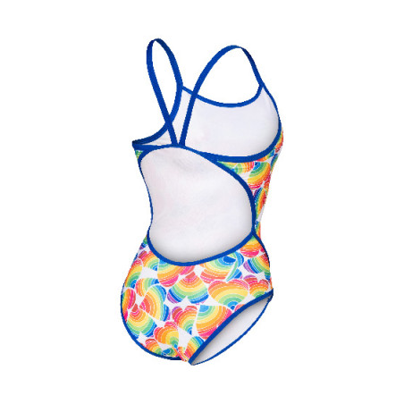 Vente Privée Arena Mai 2025 - WOMEN'S ARENA PRIDE SWIMSUIT SUPER FLY B NEON BLUE-WHITE MULTI | Les4Nages