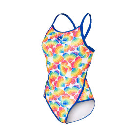 Vente Privée Arena Mai 2025 - WOMEN'S ARENA PRIDE SWIMSUIT SUPER FLY B NEON BLUE-WHITE MULTI