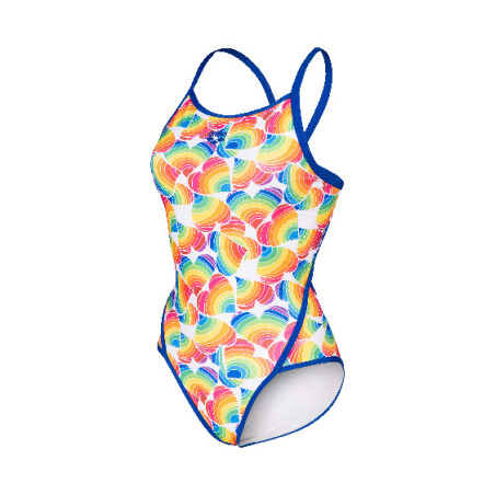 Vente Privée Arena Mai 2025 - WOMEN'S ARENA PRIDE SWIMSUIT SUPER FLY B NEON BLUE-WHITE MULTI | Les4Nages