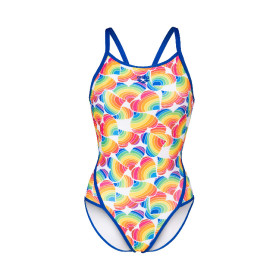 Vente Privée Arena Mai 2025 - WOMEN'S ARENA PRIDE SWIMSUIT SUPER FLY B NEON BLUE-WHITE MULTI