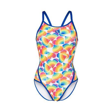 Vente Privée Arena Mai 2025 - WOMEN'S ARENA PRIDE SWIMSUIT SUPER FLY B NEON BLUE-WHITE MULTI | Les4Nages