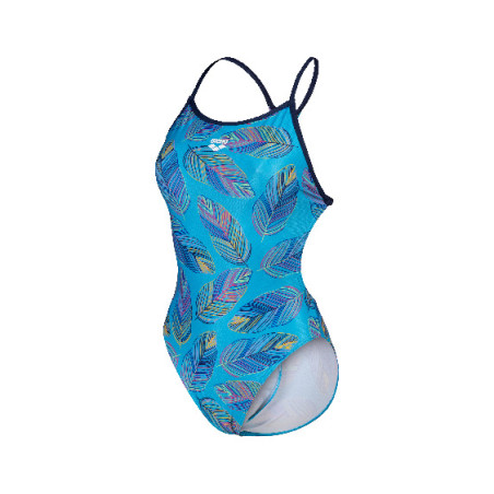 Vente Privée Arena Mai 2025 - WOMEN'S ARENA FALLING LEAVES SWIMSUIT BO NEON BLUE/TURQUOISE MULTI | Les4Nages