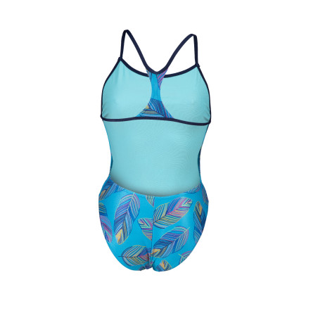 Vente Privée Arena Mai 2025 - WOMEN'S ARENA FALLING LEAVES SWIMSUIT BO NEON BLUE/TURQUOISE MULTI | Les4Nages