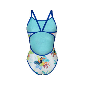 Vente Privée Arena Mai 2025 - WOMEN'S ARENA TOUCAN SWIMSUIT SUPER FLY NEON BLUE-WHITE MULTI