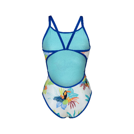 Vente Privée Arena Mai 2025 - WOMEN'S ARENA TOUCAN SWIMSUIT SUPER FLY NEON BLUE-WHITE MULTI | Les4Nages