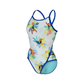 Vente Privée Arena Mai 2025 - WOMEN'S ARENA TOUCAN SWIMSUIT SUPER FLY NEON BLUE-WHITE MULTI
