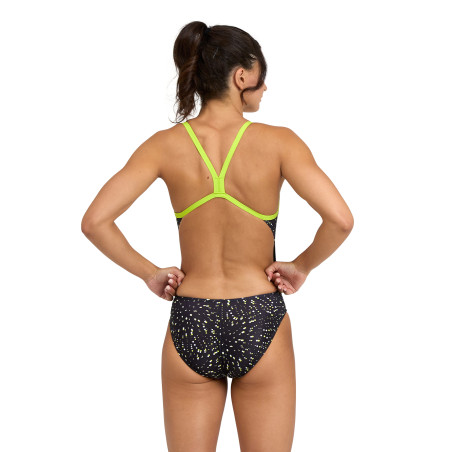 Vente Privée Arena Mai 2025 - WOMEN'S ARENA FIREWORKS SWIMSUIT CHALLE SOFT GREEN/BLACK MULTI | Les4Nages