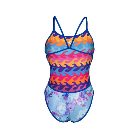 Vente Privée Arena Mai 2025 - WOMEN'S SWIMSUIT CHALLENGE BACK REVERSIB NEON BLUE MULTI | Les4Nages