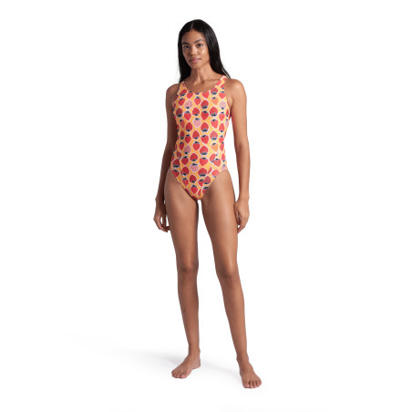 Vente Privée Arena Mai 2025 - WOMEN'S ARENA STRAWBERRY SWIMSUIT SWIM T FLUO RED-ORANGE MULTI | Les4Nages