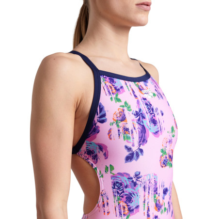 Vente Privée Arena Mai 2025 - WOMEN'S ARENA ROSE TEXTURE SWIMSUIT XCRO MULTI PINK-NAVY | Les4Nages
