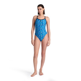 Vente Privée Arena Mai 2025 - WOMEN'S ARENA POOLTILES SWIMSUIT CHALLEN BLACK-BLUE MULTI
