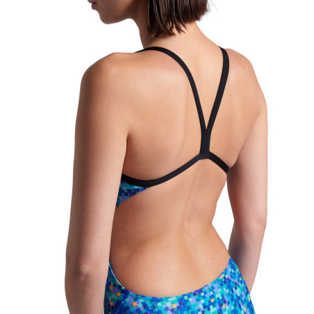 Vente Privée Arena Mai 2025 - WOMEN'S ARENA POOLTILES SWIMSUIT CHALLEN BLACK-BLUE MULTI | Les4Nages