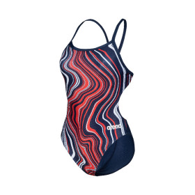 Vente Privée Arena Mai 2025 - WOMEN'S SWIMSUIT CHALLENGE BACK MARBLED NAVY-RED MULTI