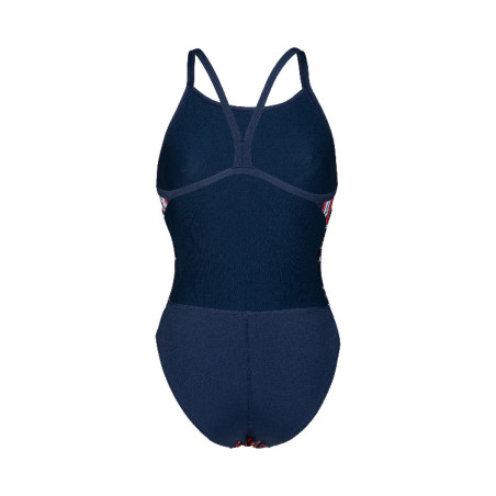 Vente Privée Arena Mai 2025 - WOMEN'S SWIMSUIT CHALLENGE BACK MARBLED NAVY-RED MULTI | Les4Nages