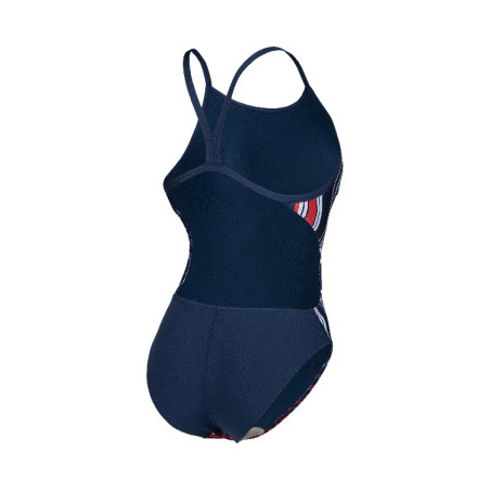Vente Privée Arena Mai 2025 - WOMEN'S SWIMSUIT CHALLENGE BACK MARBLED NAVY-RED MULTI | Les4Nages