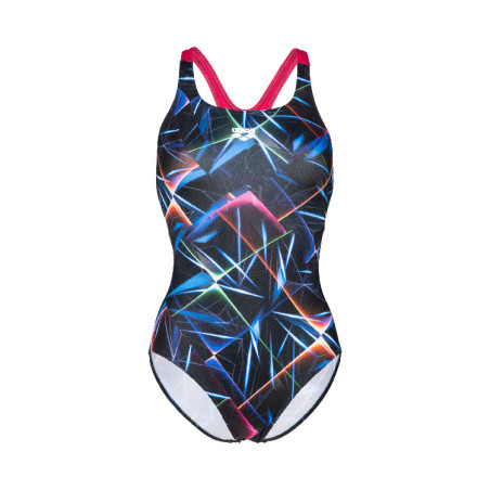 Vente Privée Arena Mai 2025 - WOMEN'S SWIMSUIT SWIM PRO BACK ALLOVER BLACK-MULTI- FREAK ROSE | Les4Nages