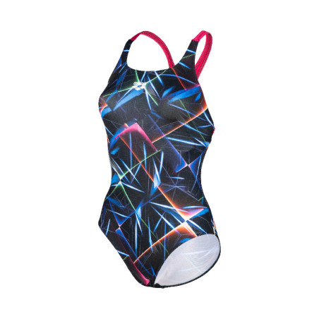 Vente Privée Arena Mai 2025 - WOMEN'S SWIMSUIT SWIM PRO BACK ALLOVER BLACK-MULTI- FREAK ROSE | Les4Nages