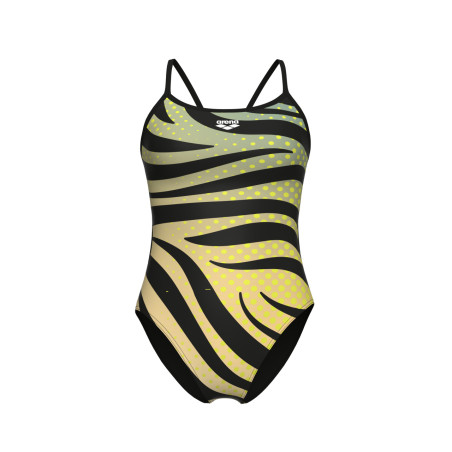 Vente Privée Arena Mai 2025 - WOMEN'S ARENA MULTI STRIPES SWIMSUIT LAC BLACK-WHITE MULTI GREEN | Les4Nages