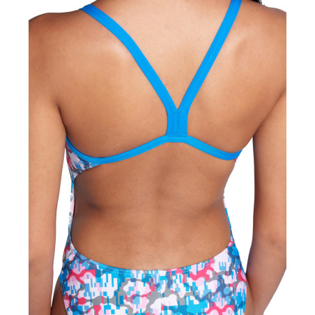 Vente Privée Arena Mai 2025 - WOMEN'S ARENA MULTI CAMO SWIMSUIT CHALLE BLUE RIVER-WHITE MULTI | Les4Nages