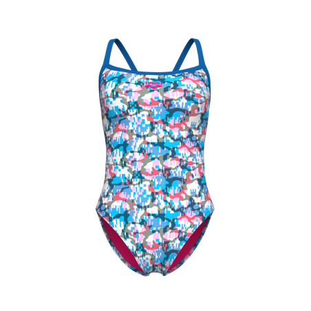 Vente Privée Arena Mai 2025 - WOMEN'S ARENA MULTI CAMO SWIMSUIT CHALLE BLUE RIVER-WHITE MULTI | Les4Nages