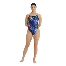 Vente Privée Arena Mai 2025 - WOMEN'S SWIMSUIT CHALLENGE BACK ALLOVER BLACK-MULTI