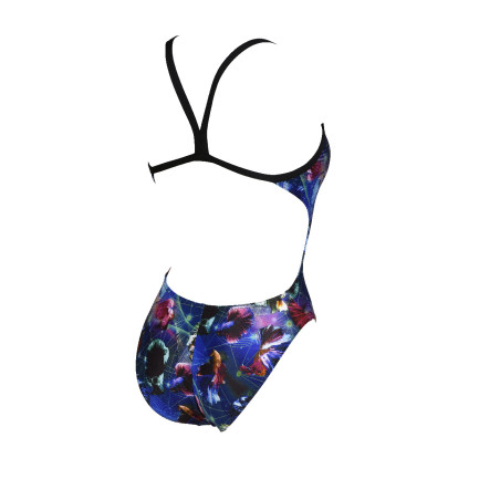 Vente Privée Arena Mai 2025 - WOMEN'S SWIMSUIT CHALLENGE BACK ALLOVER BLACK-MULTI | Les4Nages
