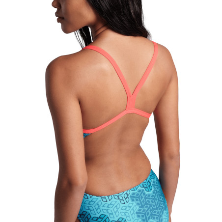 Vente Privée Arena Mai 2025 - WOMEN'S ARENA CAMO KIKKO SWIMSUIT CHALLE FLUO RED-WATER MULTI | Les4Nages