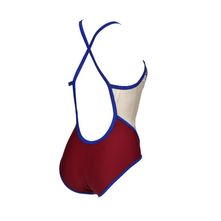Vente Privée Arena Mai 2025 - WOMEN'S ARENA ICONS SWIMSUIT FAST BACK P BURGUNDY-WHITE-NEON BLUE | Les4Nages