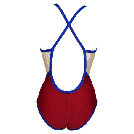 Vente Privée Arena Mai 2025 - WOMEN'S ARENA ICONS SWIMSUIT FAST BACK P BURGUNDY-WHITE-NEON BLUE | Les4Nages