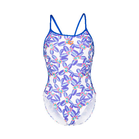 Vente Privée Arena Mai 2025 - WOMEN'S SWIMSUIT LACE BACK ALLOVER NEON BLUE-MULTI | Les4Nages