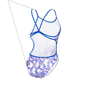 Vente Privée Arena Mai 2025 - WOMEN'S SWIMSUIT LACE BACK ALLOVER NEON BLUE-MULTI