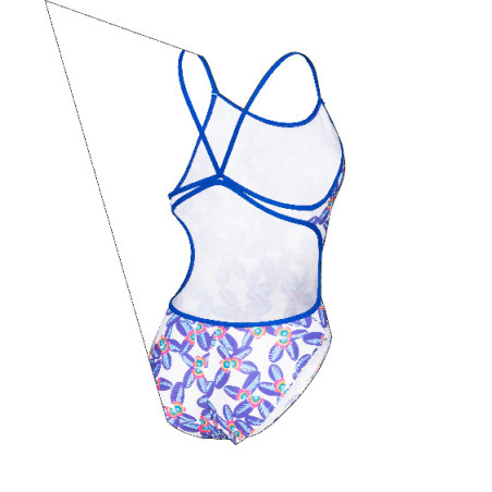 Vente Privée Arena Mai 2025 - WOMEN'S SWIMSUIT LACE BACK ALLOVER NEON BLUE-MULTI | Les4Nages
