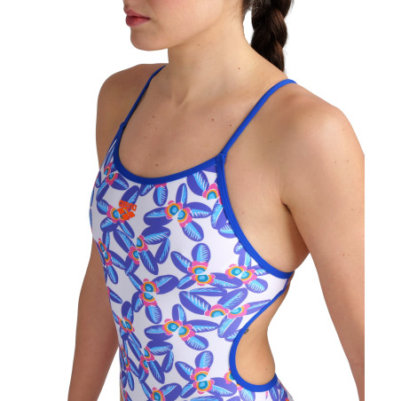 Vente Privée Arena Mai 2025 - WOMEN'S SWIMSUIT LACE BACK ALLOVER NEON BLUE-MULTI | Les4Nages