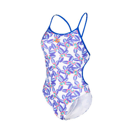 Vente Privée Arena Mai 2025 - WOMEN'S SWIMSUIT LACE BACK ALLOVER NEON BLUE-MULTI | Les4Nages