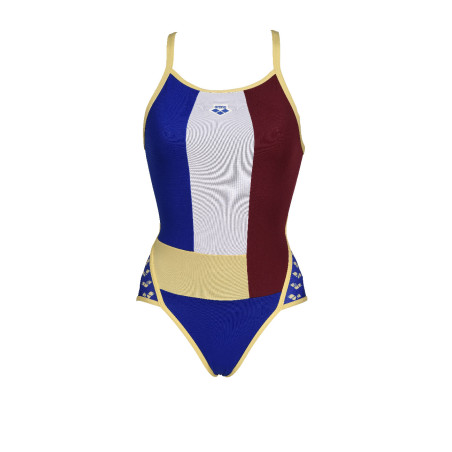 Vente Privée Arena Mai 2025 - WOMEN'S ARENA ICONS SWIMSUIT SUPER FLY B NEON BLUE-BUTTER-BURGUNDY | Les4Nages