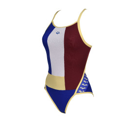 Vente Privée Arena Mai 2025 - WOMEN'S ARENA ICONS SWIMSUIT SUPER FLY B NEON BLUE-BUTTER-BURGUNDY
