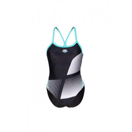 Vente Privée Arena Mai 2025 - WOMEN'S ARENA ICONS SWIMSUIT CHALLENGE B BLACK-WHITE-BLUE DIAMOND | Les4Nages
