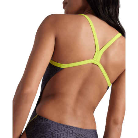 Vente Privée Arena Mai 2025 - WOMEN'S ARENA CAMO KIKKO SWIMSUIT CHALLE SOFT GREEN-BLACK MULTI | Les4Nages