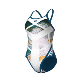 Vente Privée Arena Mai 2025 - WOMEN'S ARENA PLANET SWIMSUIT SUPER FLY WHITE MULTI-BLUE COSMO
