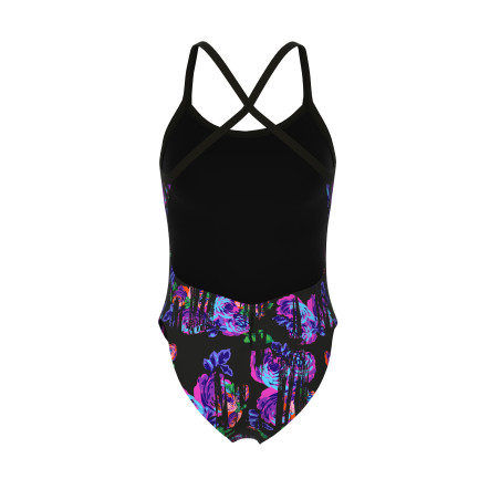 Vente Privée Arena Mai 2025 - WOMEN'S ARENA ROSE TEXTURE SWIMSUIT XCRO MULTI BLACK-BLACK | Les4Nages