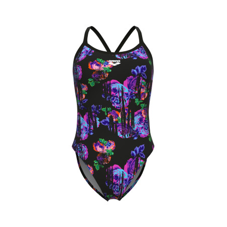 Vente Privée Arena Mai 2025 - WOMEN'S ARENA ROSE TEXTURE SWIMSUIT XCRO MULTI BLACK-BLACK | Les4Nages
