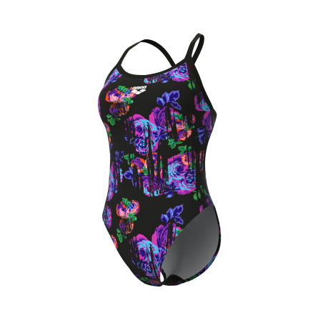 Vente Privée Arena Mai 2025 - WOMEN'S ARENA ROSE TEXTURE SWIMSUIT XCRO MULTI BLACK-BLACK | Les4Nages