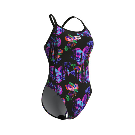 Vente Privée Arena Mai 2025 - WOMEN'S ARENA ROSE TEXTURE SWIMSUIT XCRO MULTI BLACK-BLACK | Les4Nages