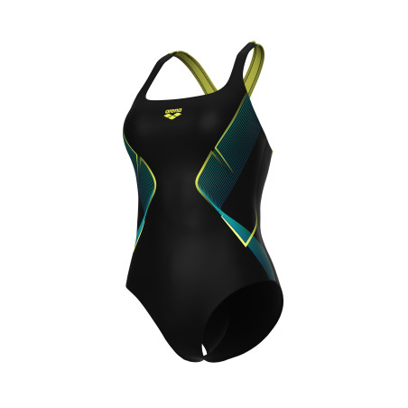 Vente Privée Arena Mai 2025 - WOMEN'S ARENA MY CRYSTAL SWIMSUIT CONTRO BLACK-SOFT GREEN | Les4Nages