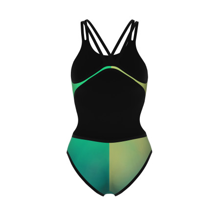 Vente Privée Arena Mai 2025 - WOMEN'S ARENA ONE DOUBLE CROSS BACK BLACK-SOFT GREEN MULTI | Les4Nages