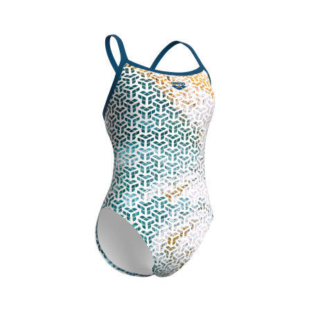 Vente Privée Arena Mai 2025 - WOMEN'S ARENA PLANET WATER SWIMSUIT CHAL BLUE COSMO-WHITE MULTI | Les4Nages